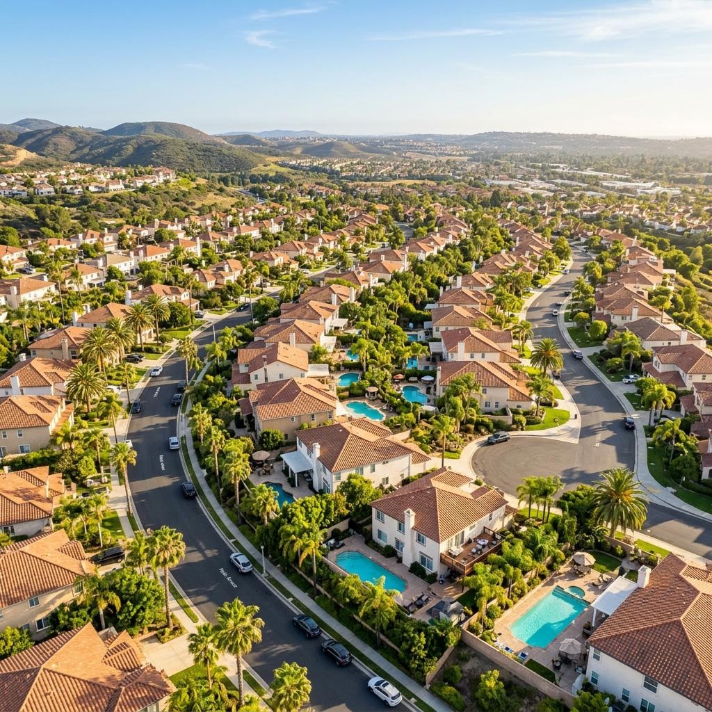 Aerial view of a residential community