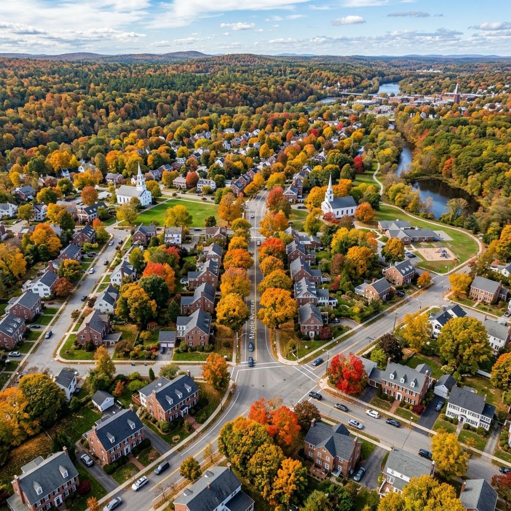 Aerial view of a residential community
