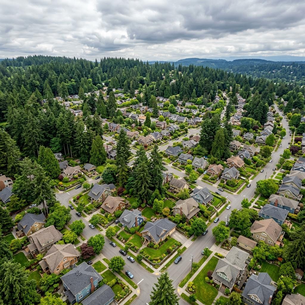 Aerial view of a residential community