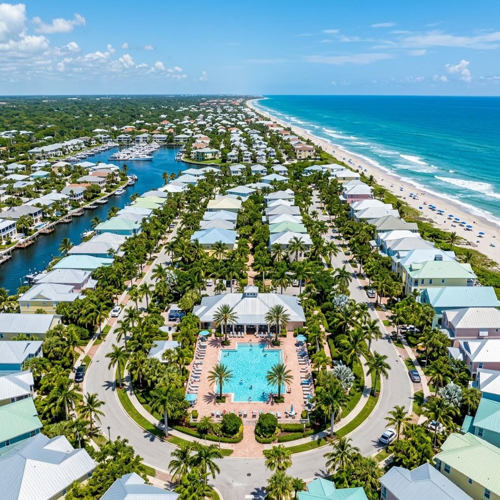 Aerial view of a residential community