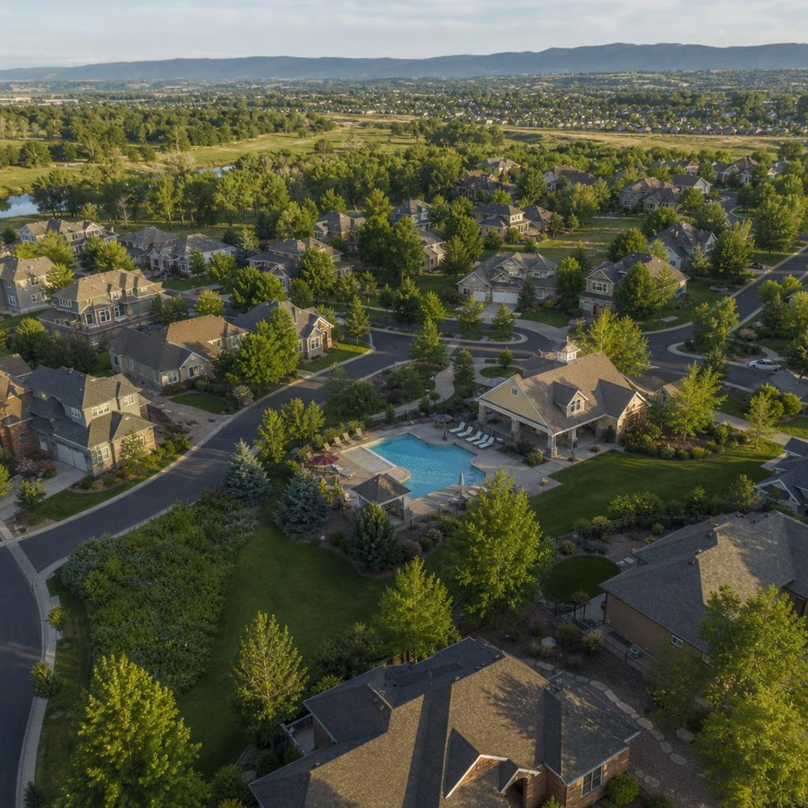Aerial view of a residential community
