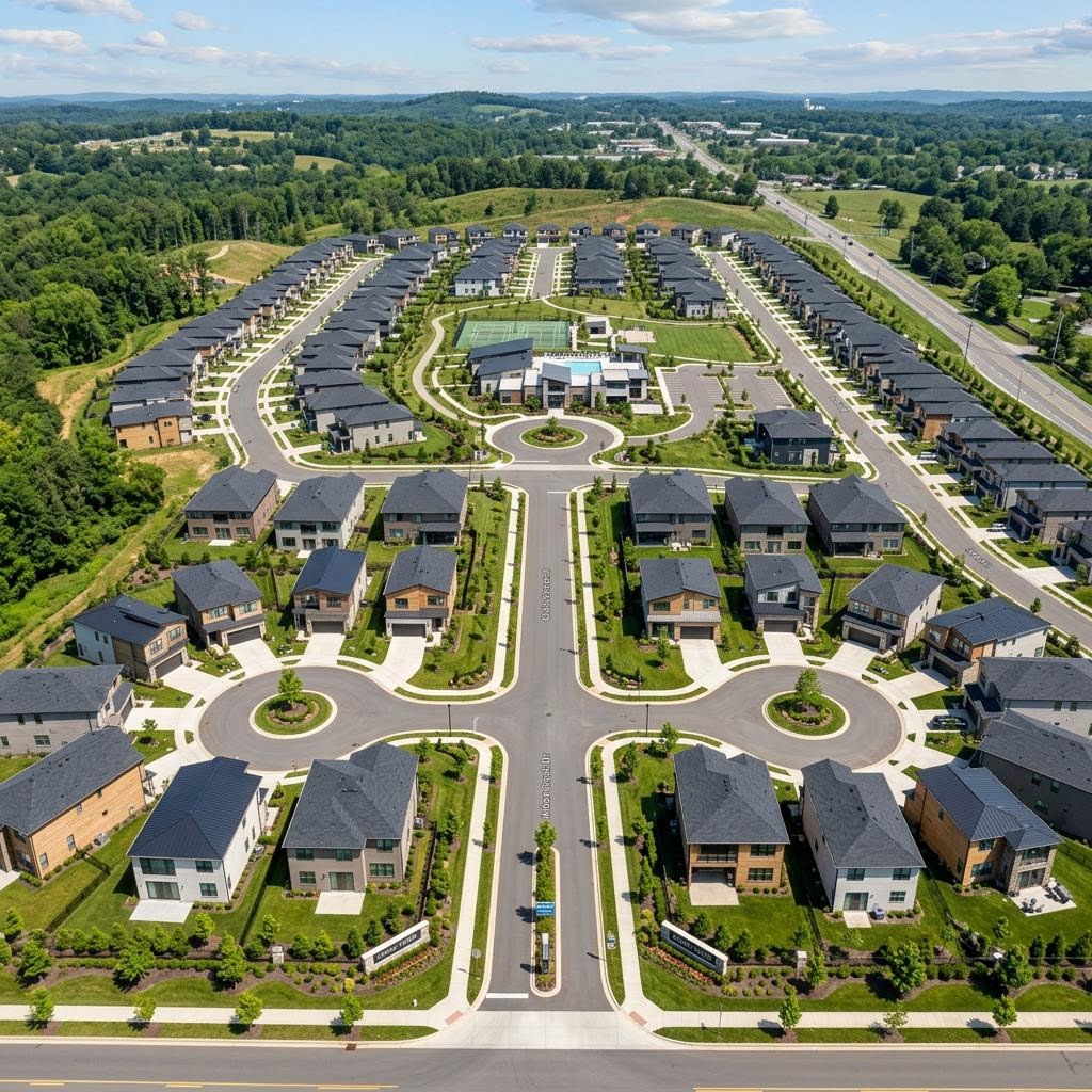 Aerial view of a residential community